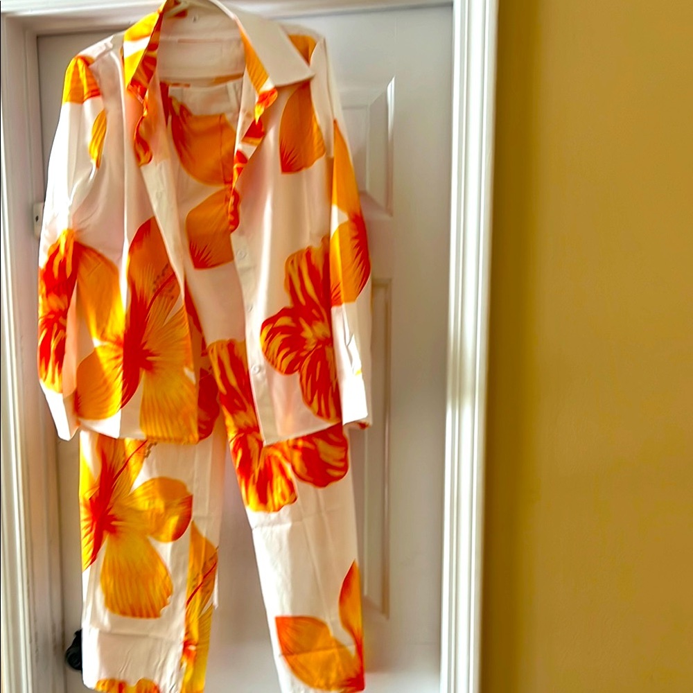 Pants Suit - Orange and White
